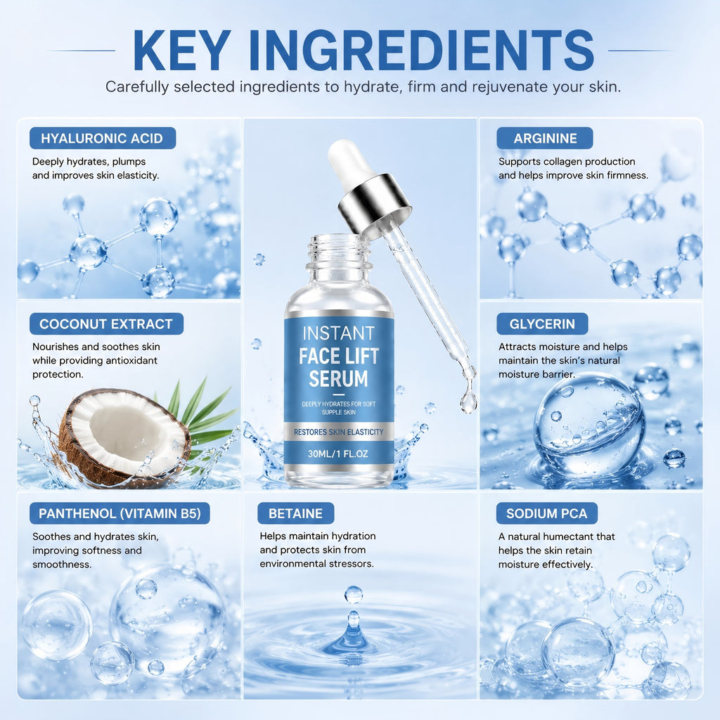 Instant Face Lift Serum,Skin Tightening Serum with Hyaluronic Acid Visibly Lift & Firm Sagging Skin for Face & Neck,Improving Skin Elasticity,Deeply Hydrates （2 PACK）