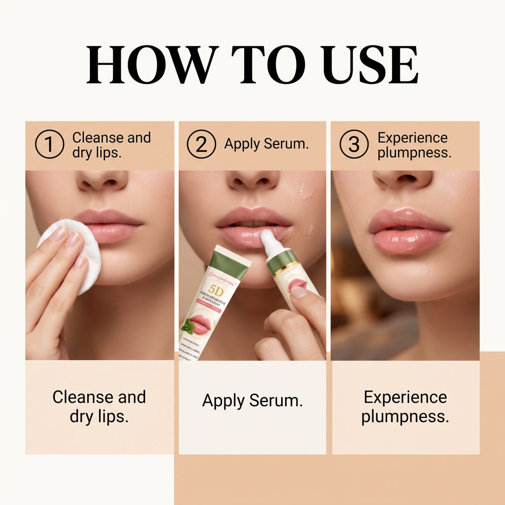 5D Lip Repair & Plumping Serum – Lightweight, Non-Sticky, Portable Lip Care Essence for Touch-Ups – Continuous Hydration Without Affecting Lipstick or Makeup – 14G/0.49OZ （2 PACK）