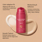 Color Changing Foundation with SPF 15 – Skin-Adapting Liquid Makeup for Customized Natural Finish, Lightweight & Breathable, Moisturizing & Long-Lasting, Prevents Cakey Makeup, 30ml / 1 fl.oz （2 PACK）